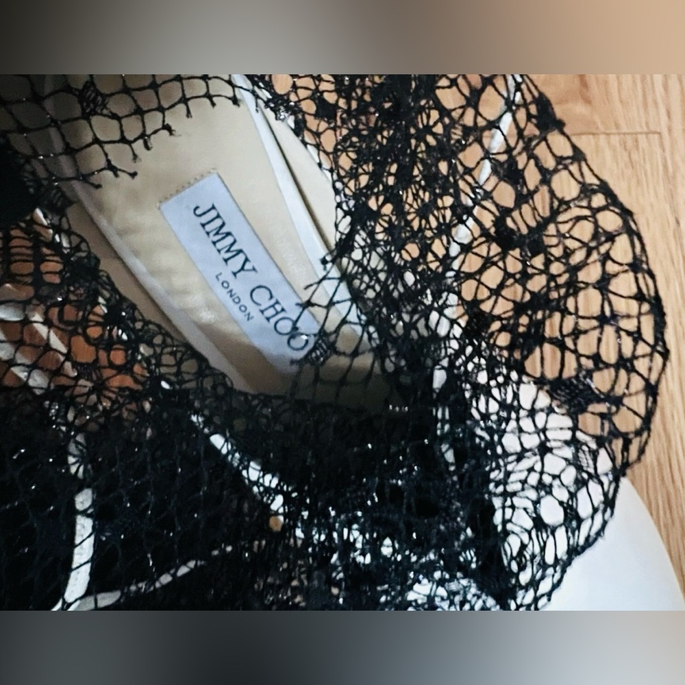 Jimmy Choo Womens White Black Leanne 85 Heels Size 40 1/2 $1195 - Picture 4 of 5